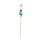 SUTTON single earring silver-plated features Aventurine and Turquoise stones, showcasing boho elegance with organic shapes and vibrant hues, perfect for a unique, stylish look.