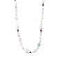 RAMONA silver-plated necklace featuring irregular freshwater pearls and colorful amazonite beads, showcasing a playful yet classic design from Pilgrim's Energetic collection. Measures 40 cm + 9 cm extension.