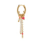 TEKLA single earring gold-plated with romantic pearl pendants in white and pink, offering a playful, boho-chic style.