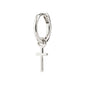 XENAIA single earring silver-plated, featuring a sleek cross pendant on a small hoop with a shiny finish and click clasp. Made from 99% recycled material.