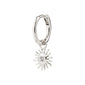TITANIA single earring, silver-plated, featuring a sun pendant with a Preciosa crystal, offering a boho vibe with its elegant hoop design.