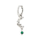 THERA single earring, silver-plated hoop with a moon pendant and green stone, offering a boho-chic touch, crafted from recycled materials.