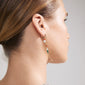 SIBYL single earring gold-plated featuring a long, slender chain with colorful glass beads, perfect for a handcrafted, playful, and lux boho summer style.