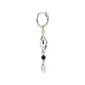 SARRA single earring silver-plated, featuring a silver hoop with a black agate bead pendant, designed for versatile styling and easy click clasp.