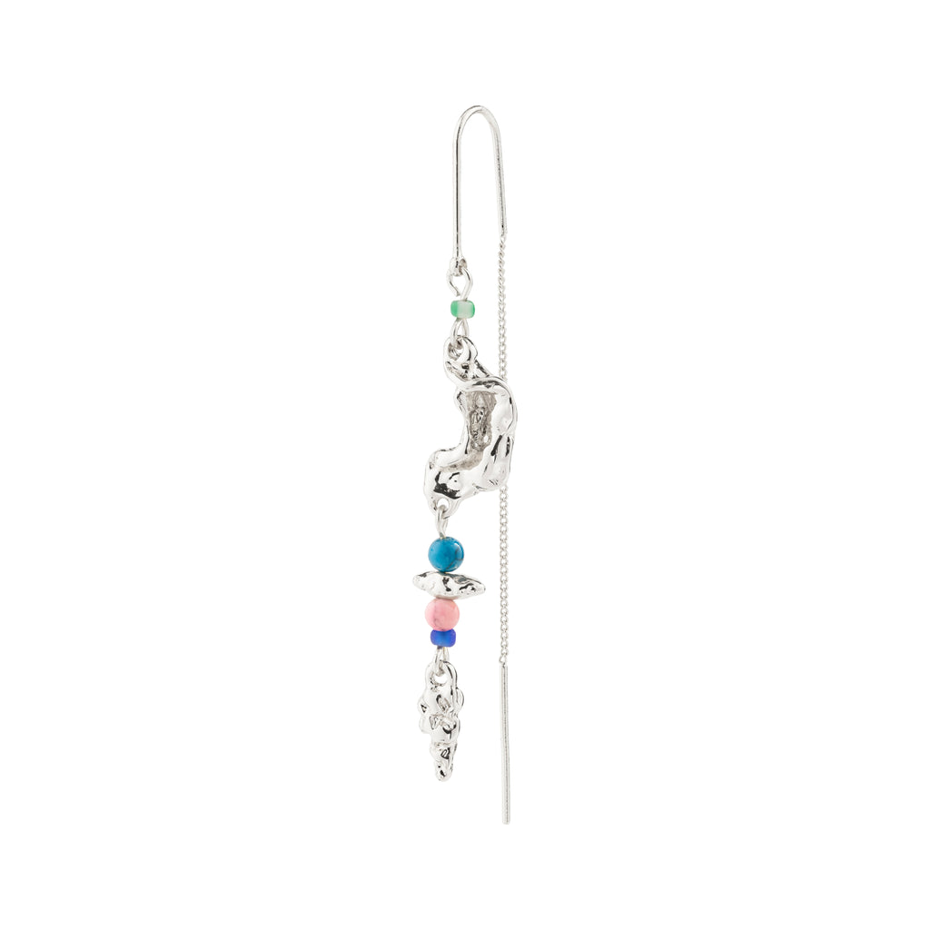SELENE single earring silver-plated, featuring a handcrafted design with colorful beads and an organic shape, perfect for a playful, boho summer style.