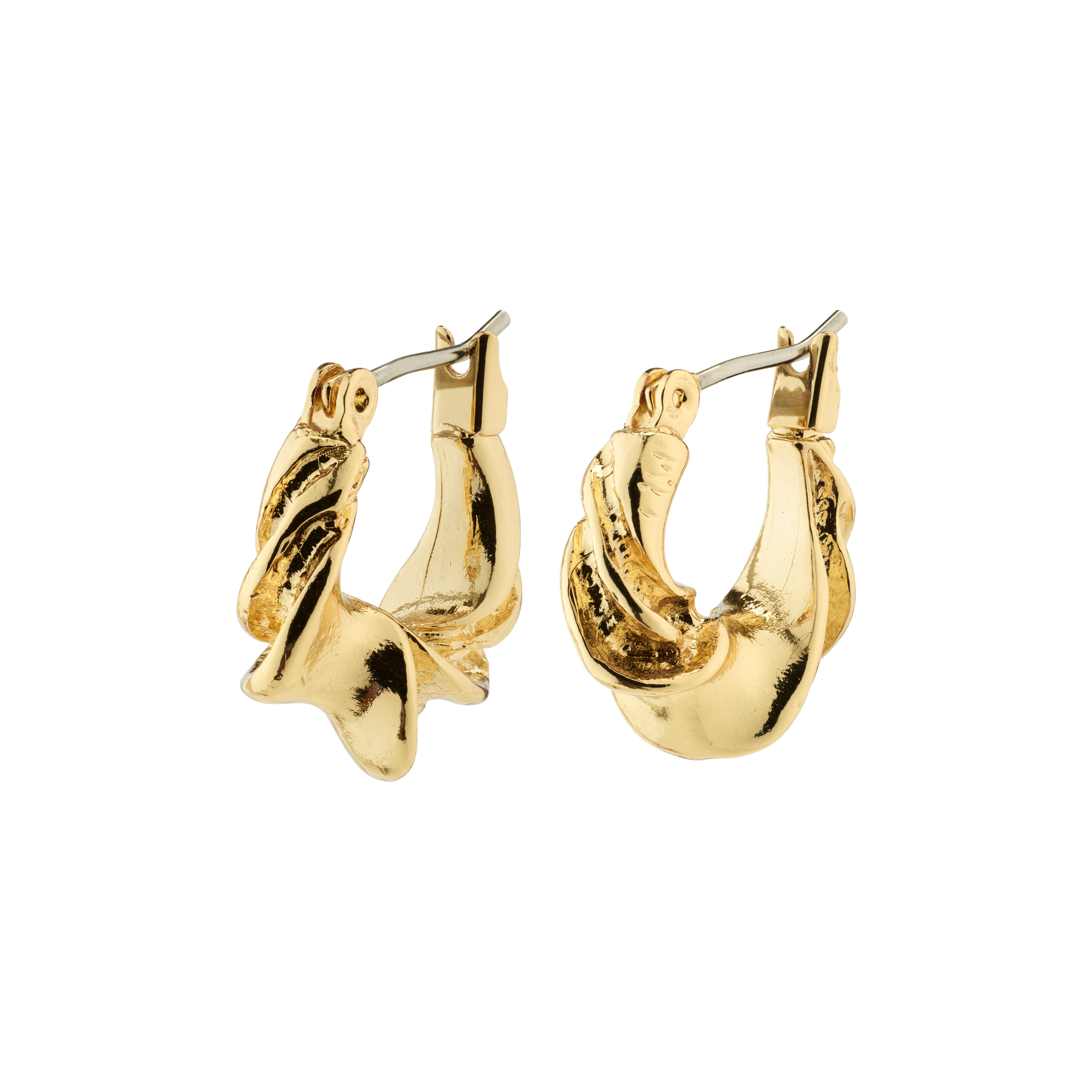 LEAF twirl hoops gold-plated, featuring chunky twisted design, sustainable and stylish, made from 75% recycled material, part of Pilgrim's eco-friendly LEAF collection.