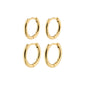 LEAF recycled 2-in-1 set huggie hoops gold-plated