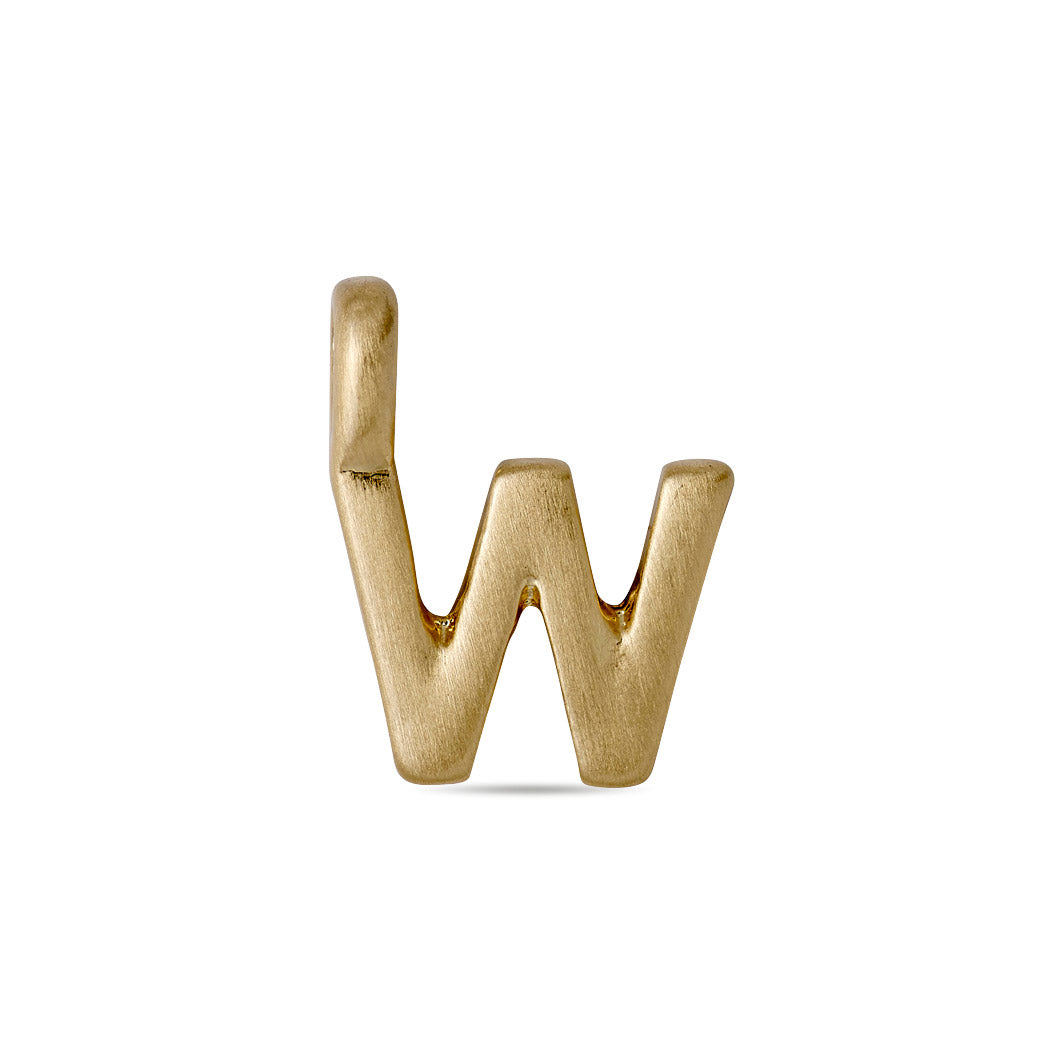 Gold-plated CHARM W pendant, perfect for personalized accessories. Ideal for wearing alone or with other letters for a bespoke touch.
