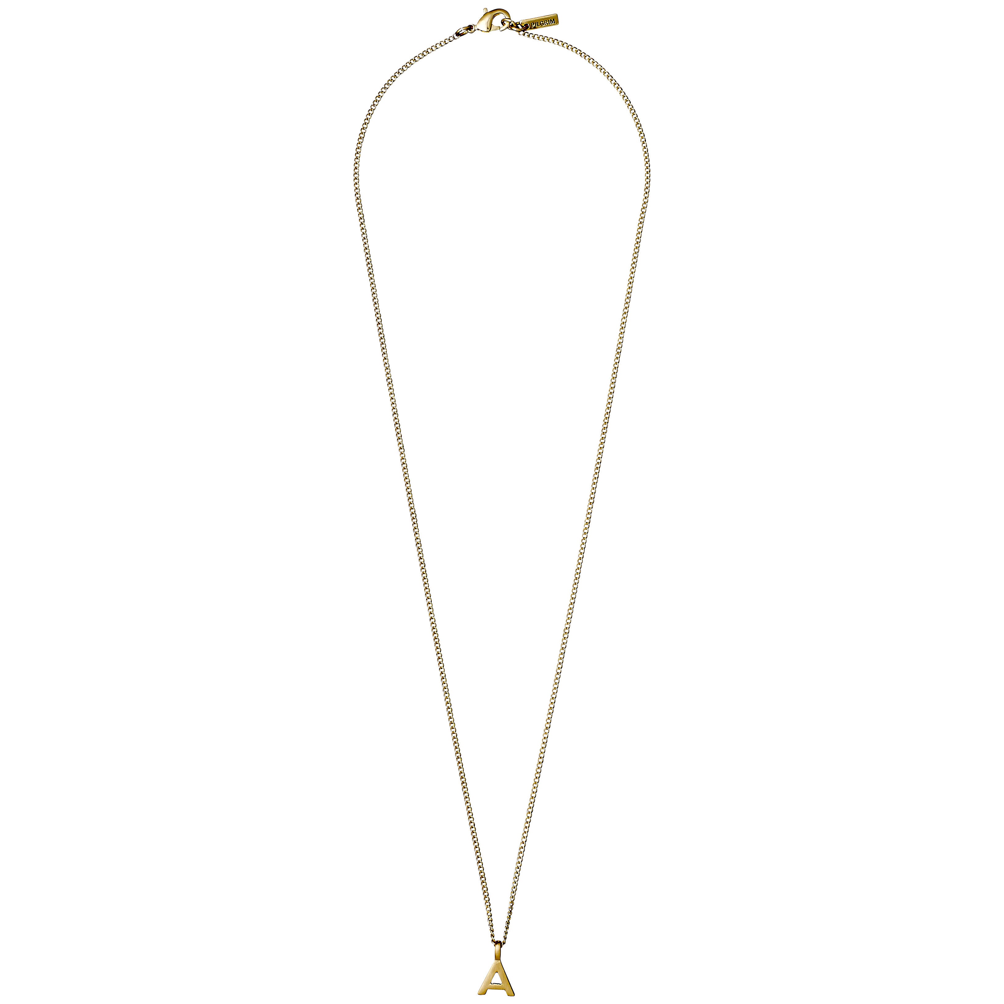 CHARM necklace with A pendant, gold-plated, featuring a fine chain and a small capital letter A pendant, perfect for personalizing your jewellery collection.