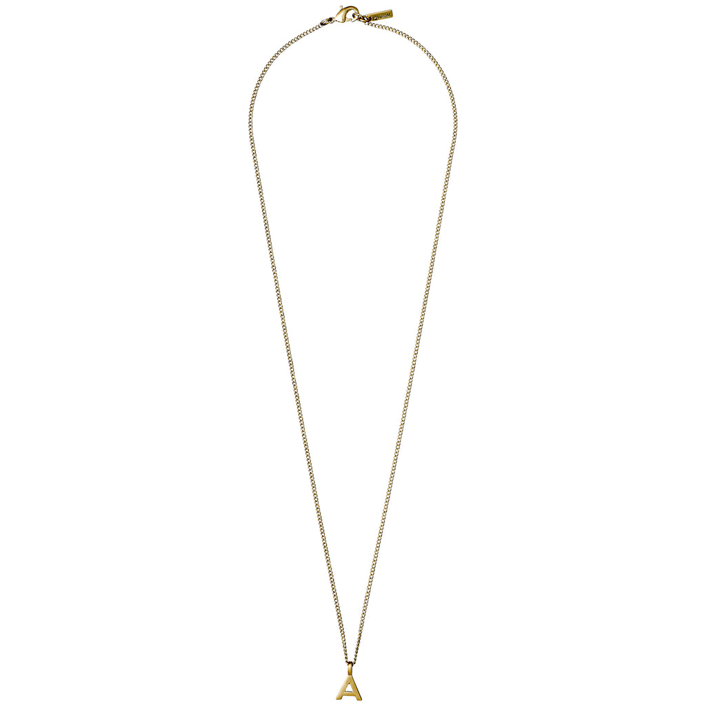 CHARM necklace with A pendant, gold-plated, featuring a fine chain and a small capital letter A pendant, perfect for personalizing your jewellery collection.