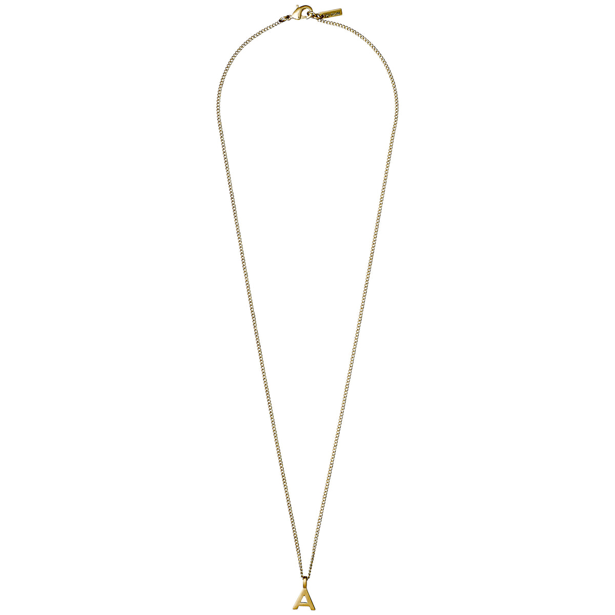 CHARM necklace with A pendant, gold-plated, featuring a fine chain and a small capital letter A pendant, perfect for personalizing your jewellery collection.