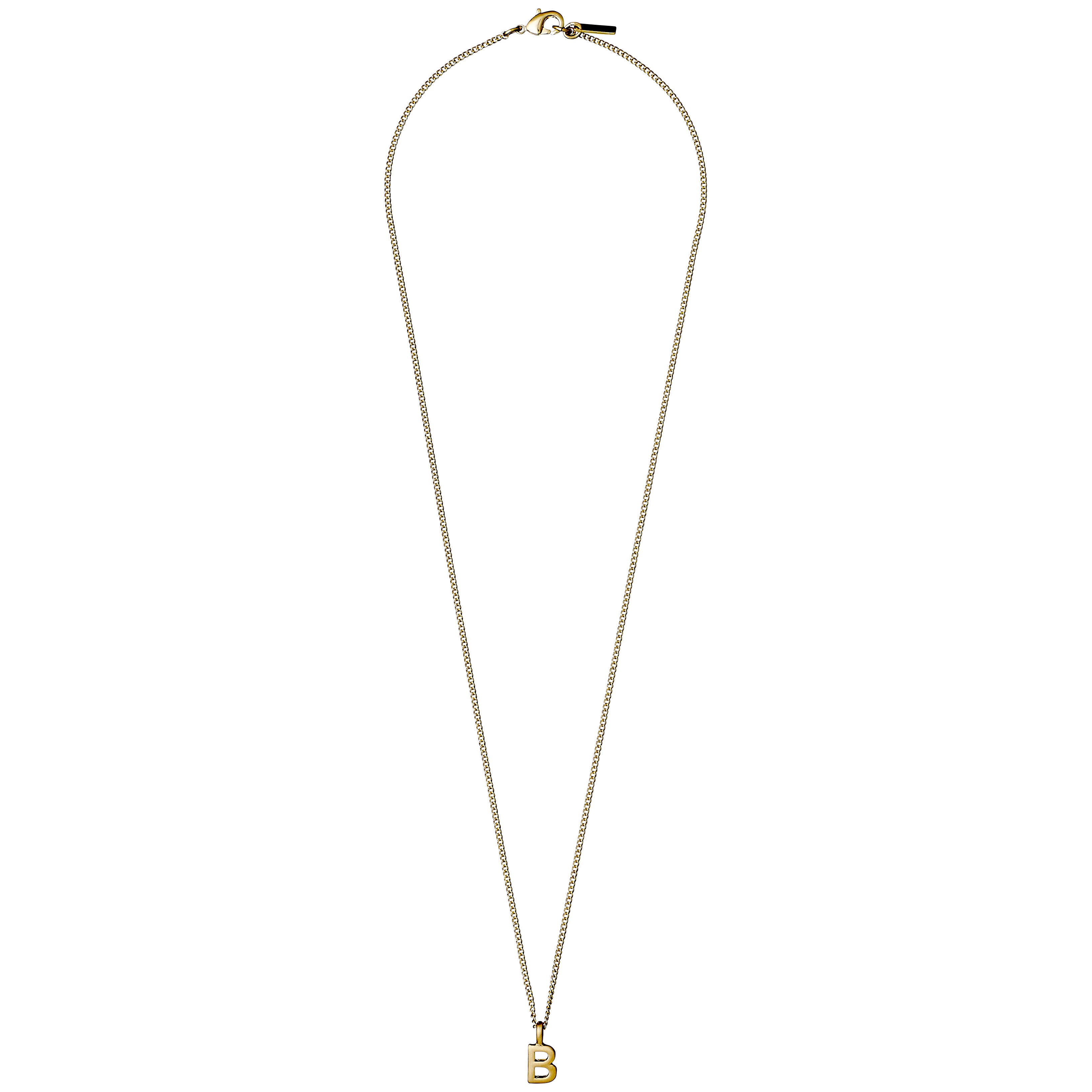 Gold-plated CHARM necklace with a delicate B pendant and lobster clasp, perfect for personalizing your look with a bespoke touch. Length: 43 cm.