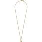 Gold-plated CHARM necklace featuring an M pendant on a fine chain, with a Pilgrim tag near the clasp, 43 cm long.