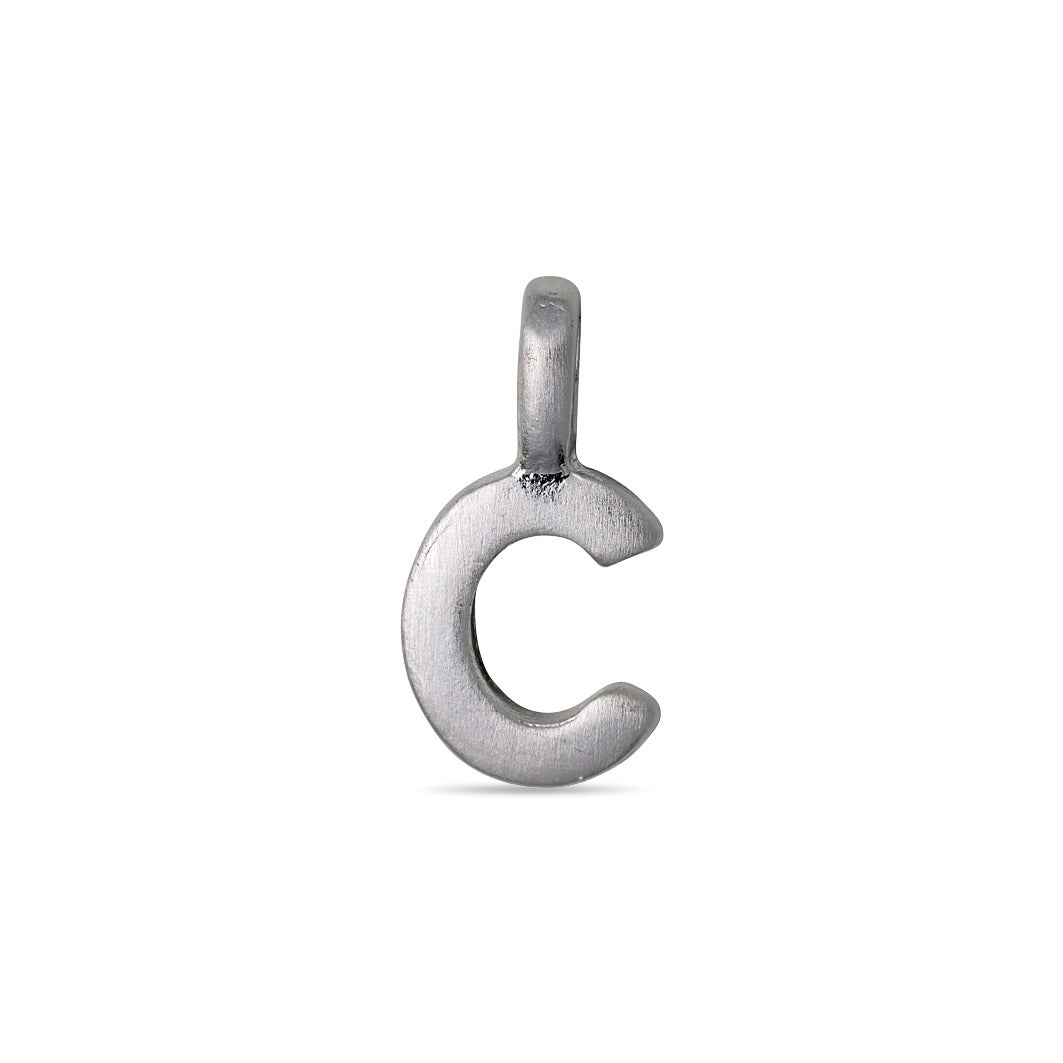 Silver-plated CHARM C pendant with a loop for personalization, perfect for creating bespoke jewelry by wearing alone or combining with other letters.