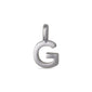 Silver-plated CHARM G pendant, close-up view, ideal for personalization on a necklace, adding a bespoke touch to your jewellery collection.