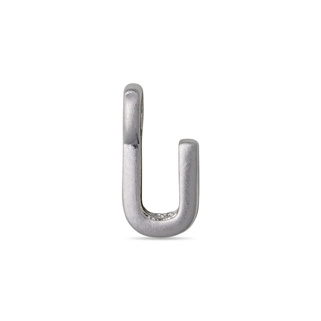 Silver-plated CHARM U pendant in the shape of a letter 'U', ideal for personalizing necklaces or combining with other letters for a bespoke touch.