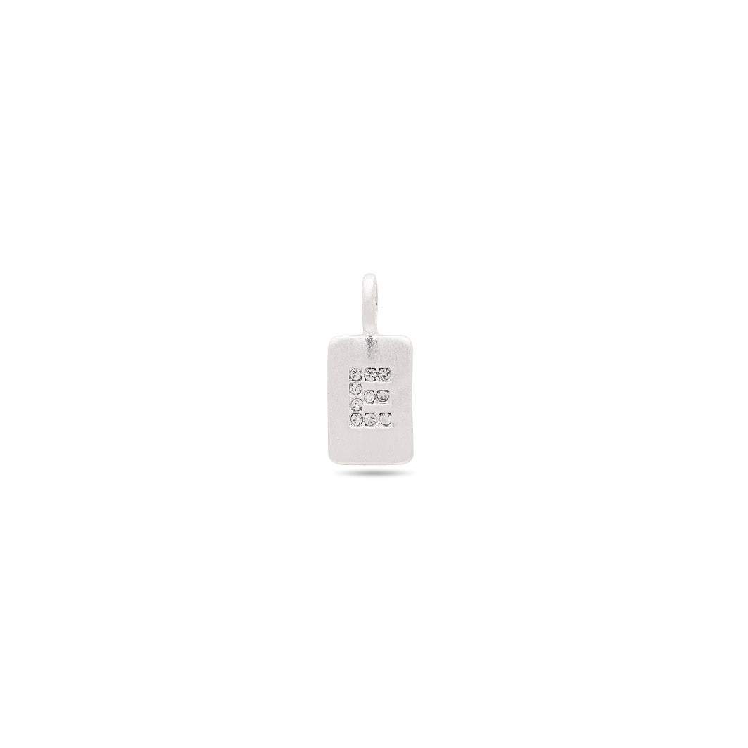 Silver-plated pendant with a crystal E, featuring a satin matt finish. Ideal for bracelets or necklaces, reflecting Pilgrim's inclusive and trendy Scandinavian design.