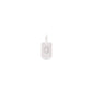 Close-up of the CHARM crystal O pendant, silver-plated, showcasing its minimalist design with sparkling crystals on a satin matt surface.