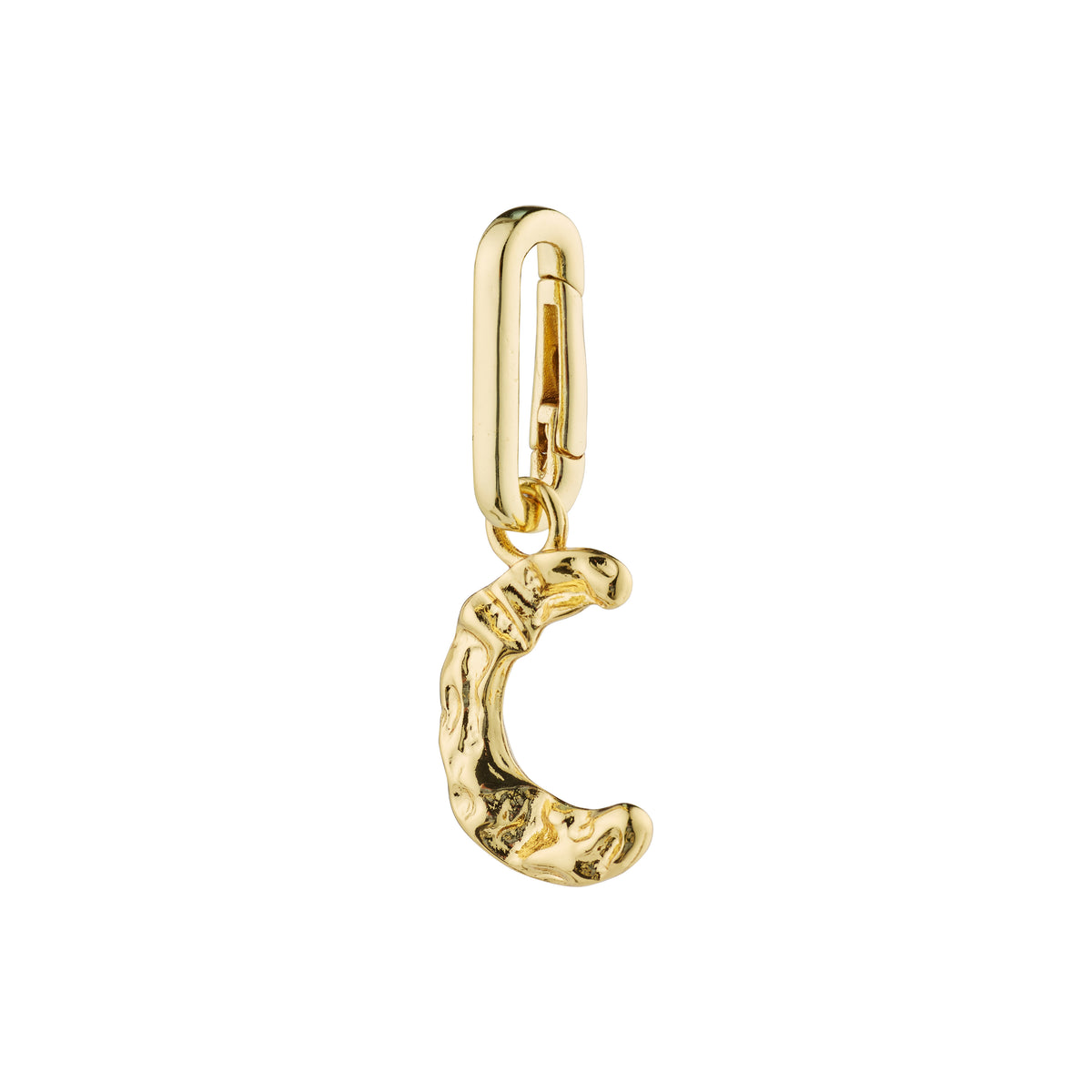 Gold-plated CHARM pendant C from Pilgrim, offering a personalized touch with recycled material, perfect for customizing with chains or cords for unique styling.