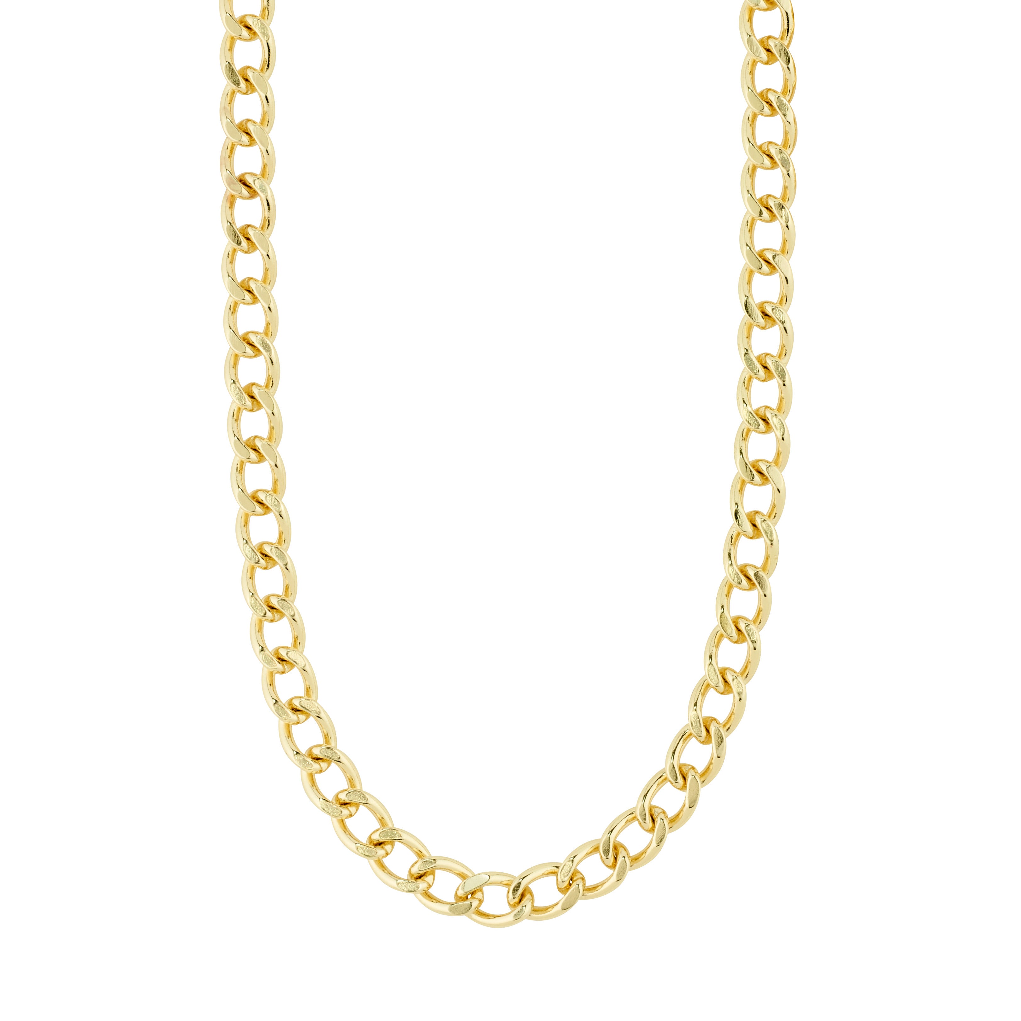 Gold-plated CHARM curb necklace with an edgy design, ideal for adding charms. Adjustable length for versatile styling. Made from 99% recycled materials.