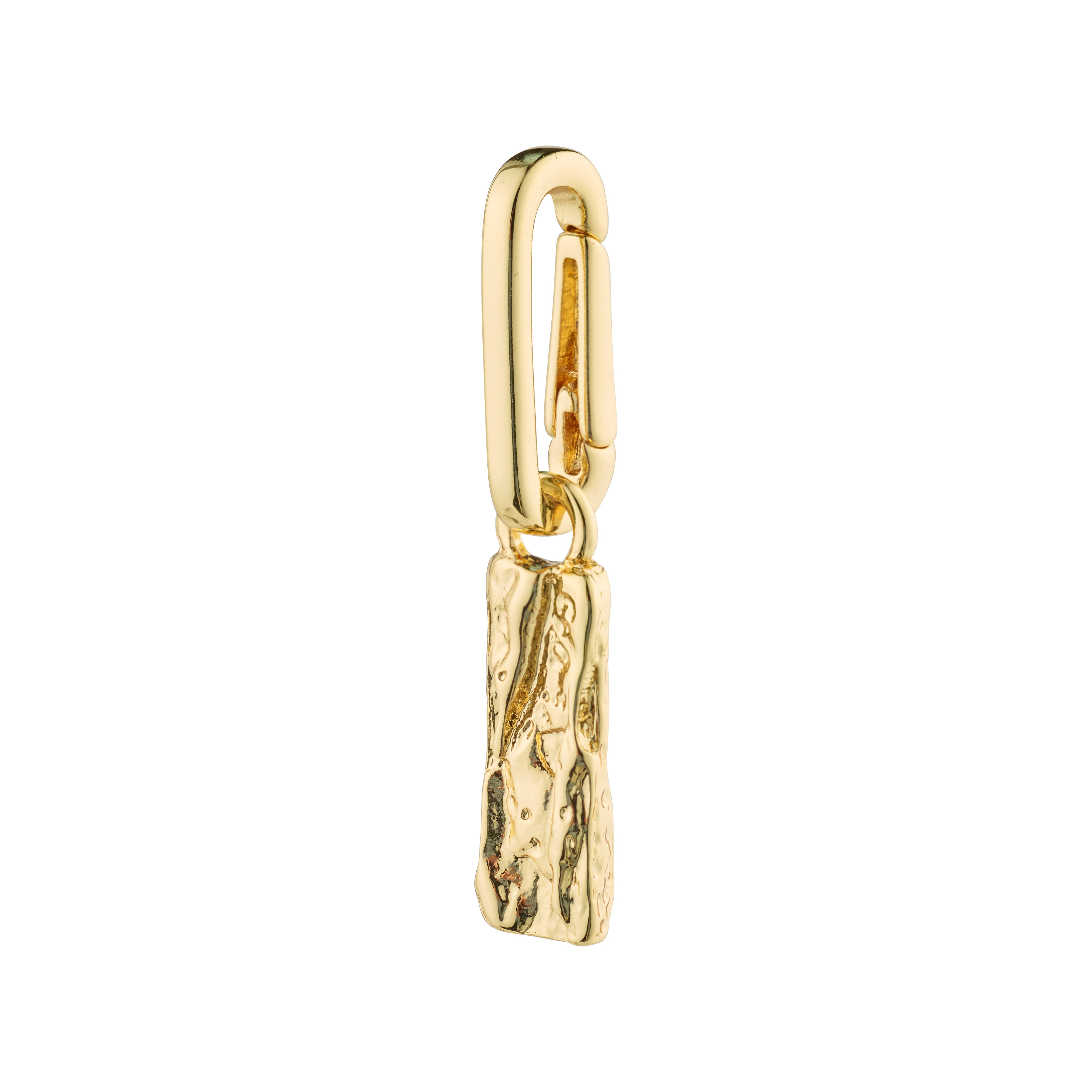 Gold-plated CHARM tag pendant with rustic design, ideal for personalizing style with a chunky chain or leather cord. Made from 99% recycled material.