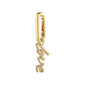 Gold-plated Love pendant with diamond accents on a chain, offering a personalized statement piece from Pilgrim's responsibly crafted jewellery collection.