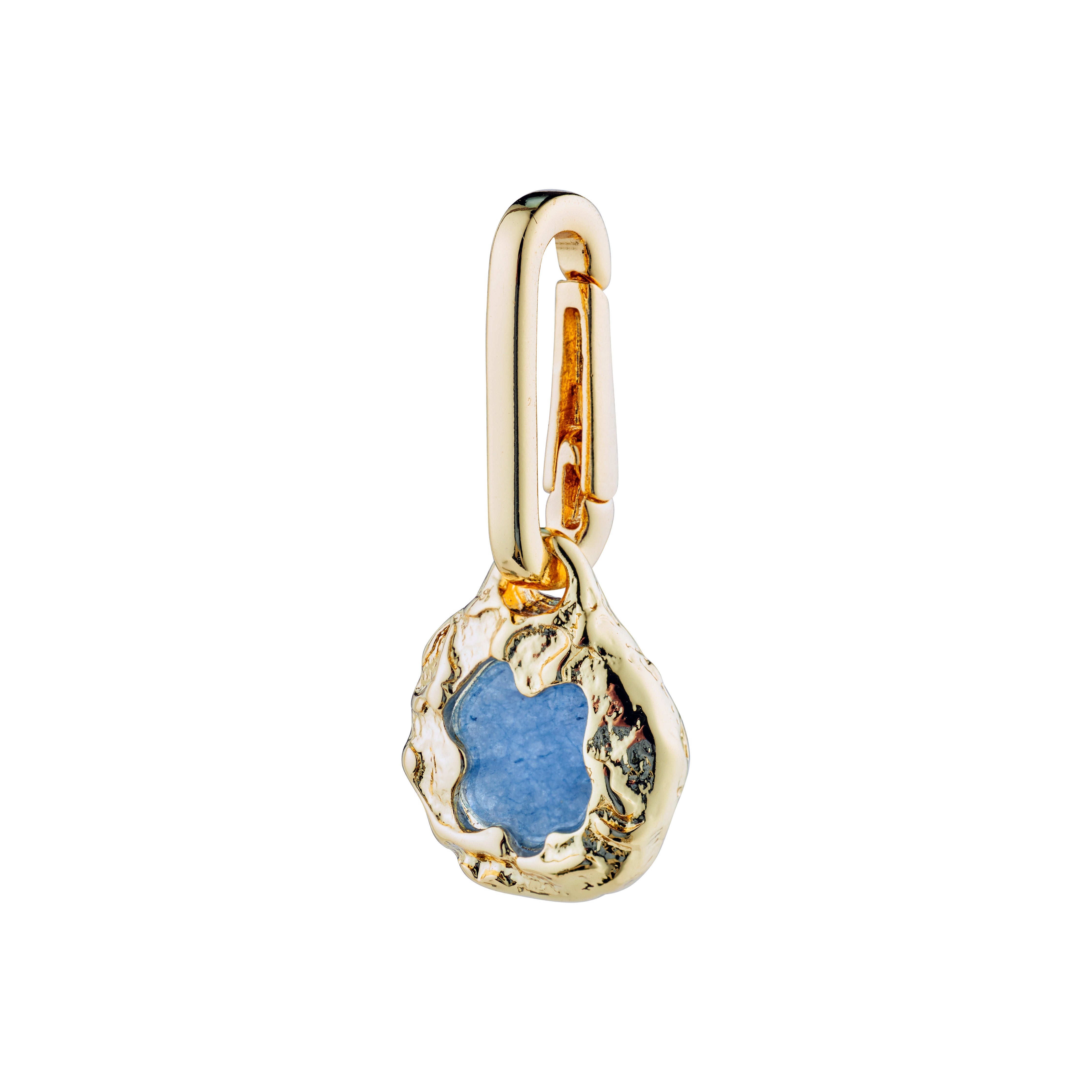 Gold-plated CHARM natural pendant featuring a blue composite stone, perfect for personalizing style with Pilgrim's sustainable, 84% recycled material design.