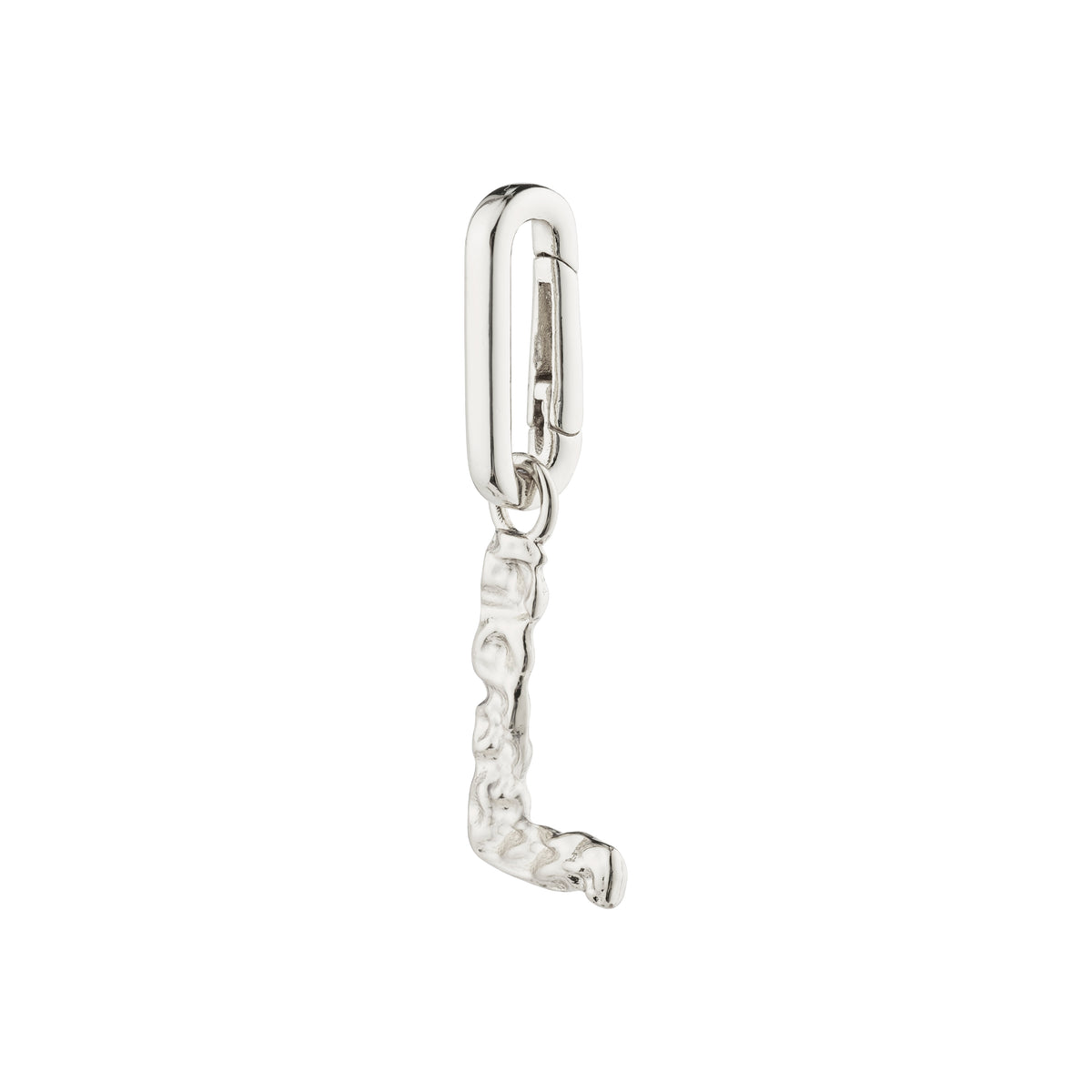 Silver-plated CHARM pendant L with a rustic design, perfect for personalizing your style with Pilgrim's recycled, eco-friendly materials.