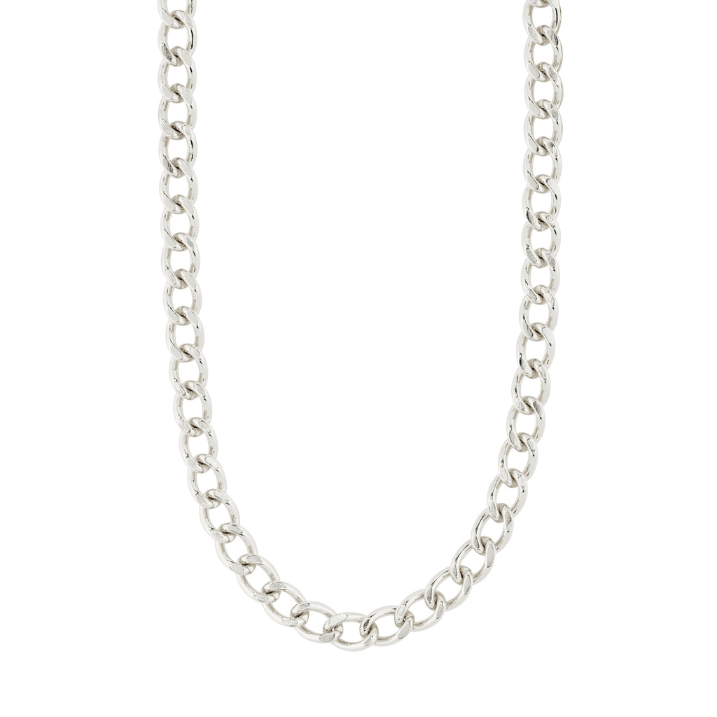 CHARM curb necklace silver-plated, featuring a bold curb chain design, ideal for adding charms. Versatile length for any style. Crafted from 99% recycled materials.