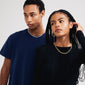 Man and woman showcasing the CHARM curb necklace silver-plated, highlighting its elegant, edgy curb chain design perfect for adding personalized charms.