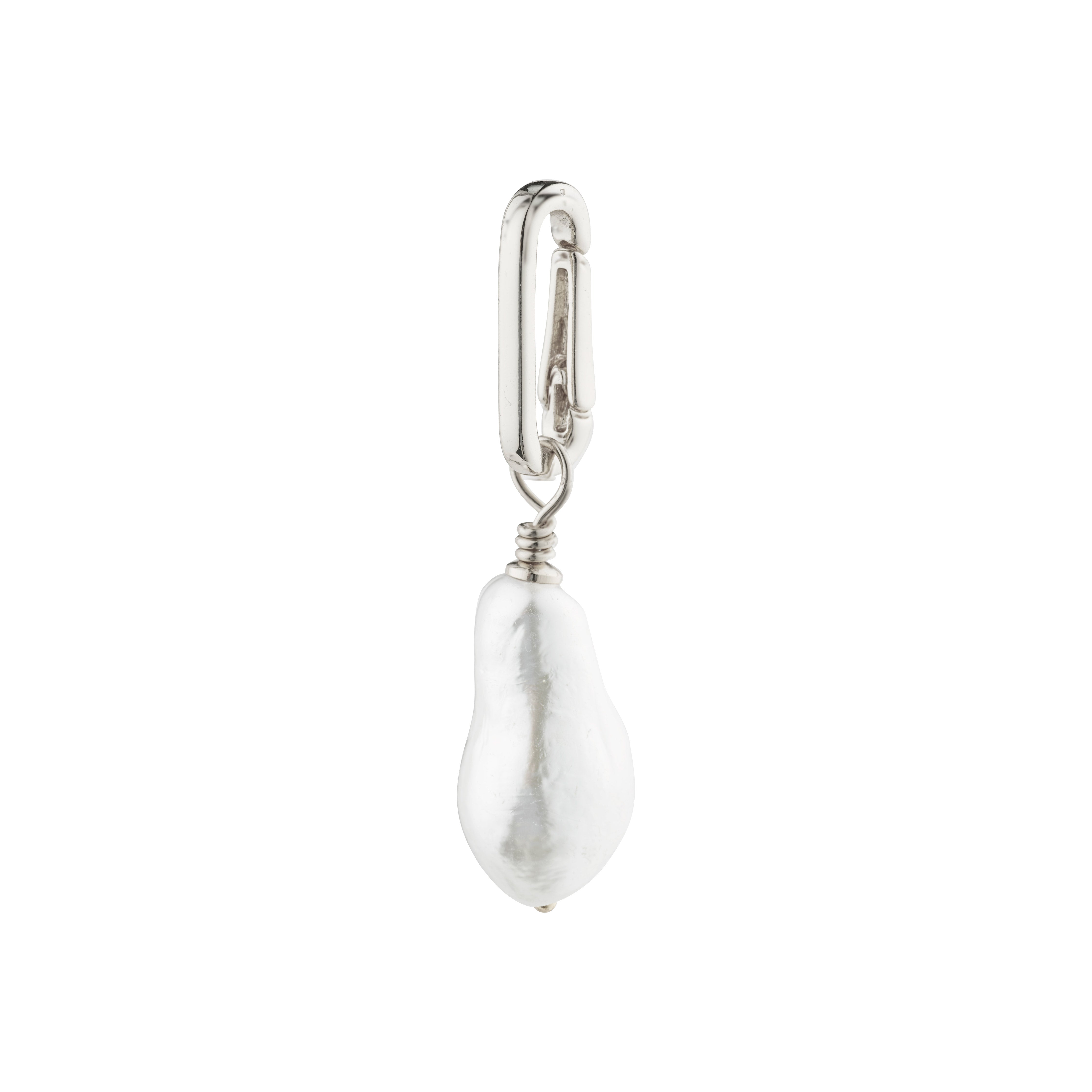 Silver-plated CHARM pearl pendant from Pilgrim, featuring a large glass pearl dangling from a silver chain, ideal for personalized and stylish accessorizing.