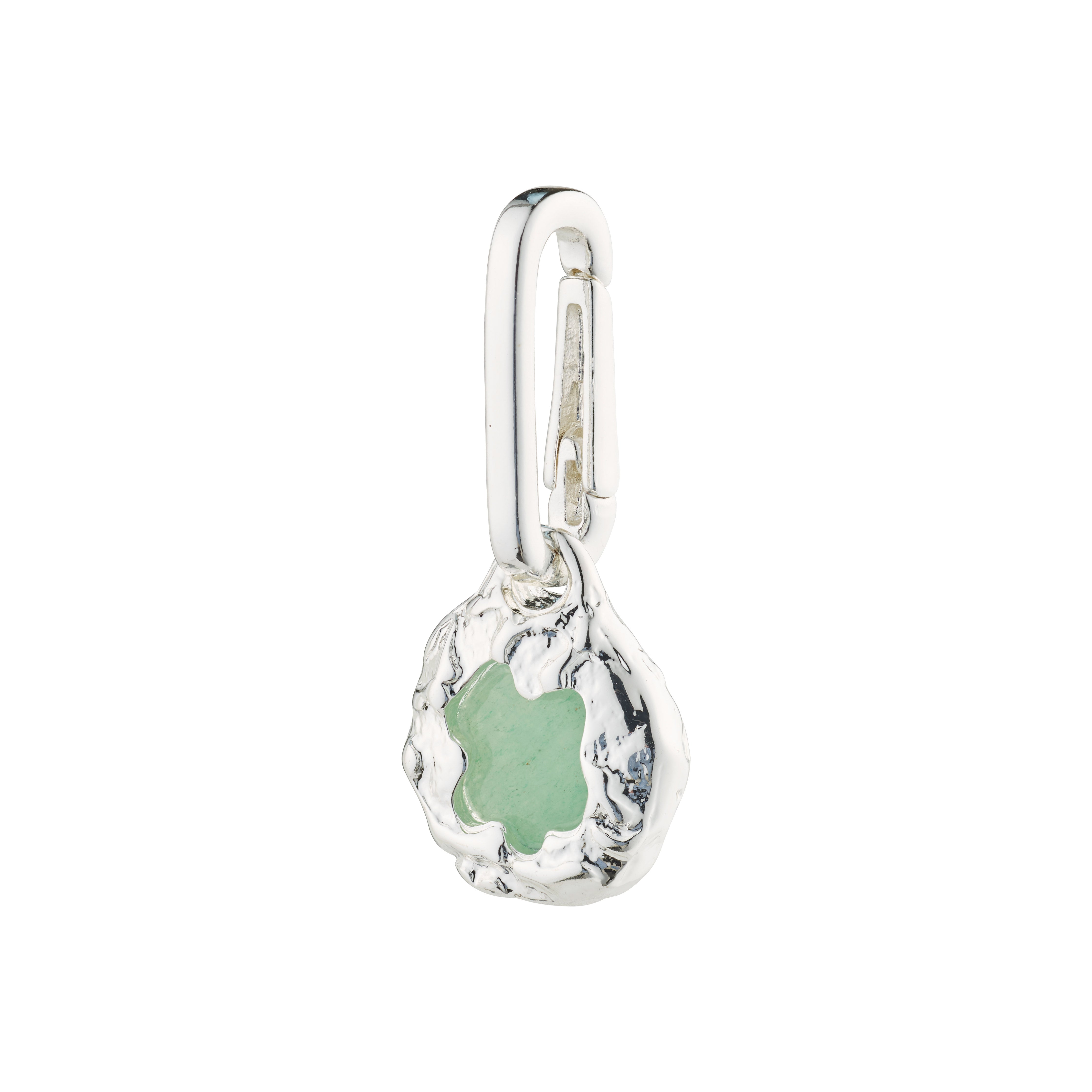 CHARM natural pendant, green/silver-plated, featuring a silver and green aventurine design, perfect for personalized styling with a chunky chain or leather cord.