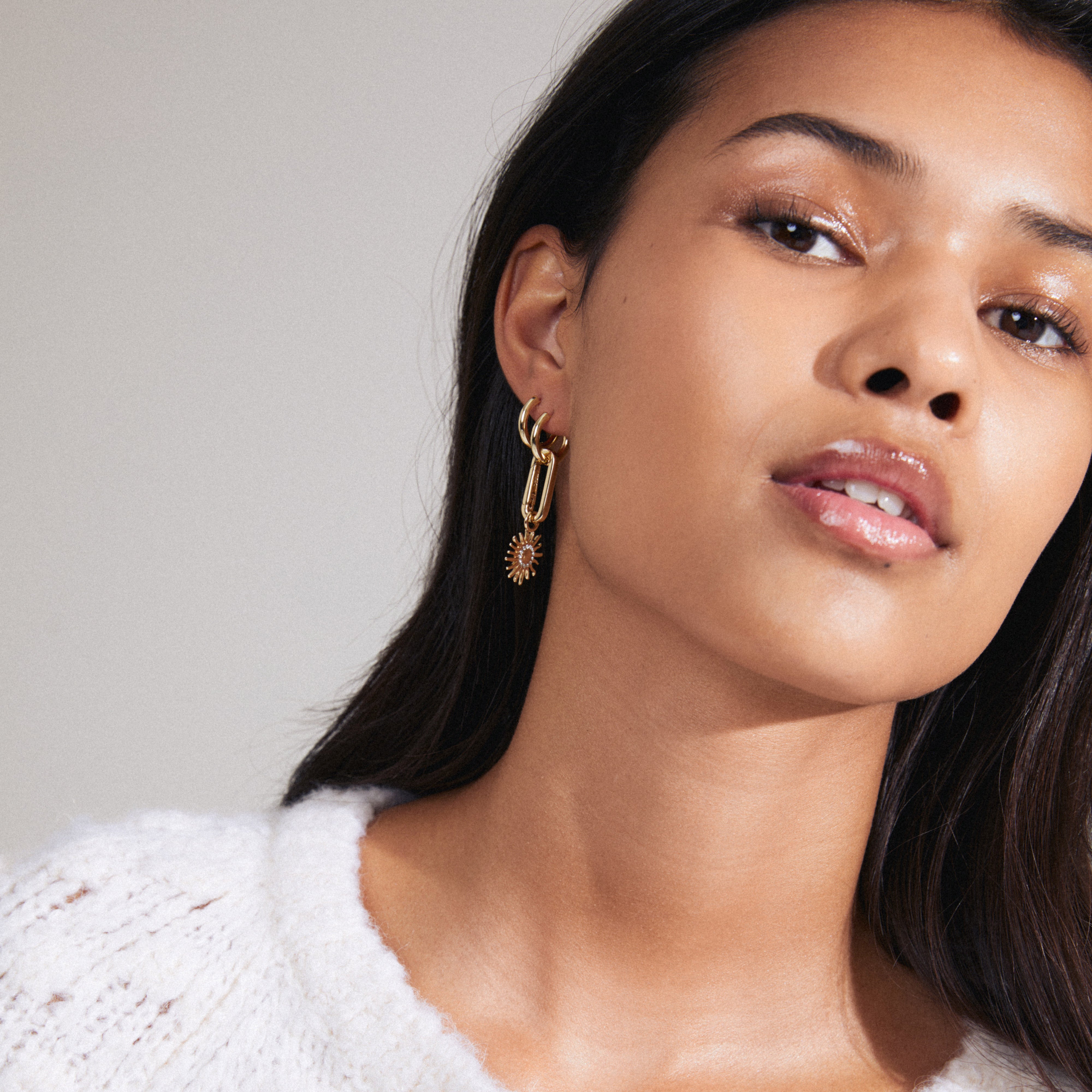 Mini hoop charm earrings sales