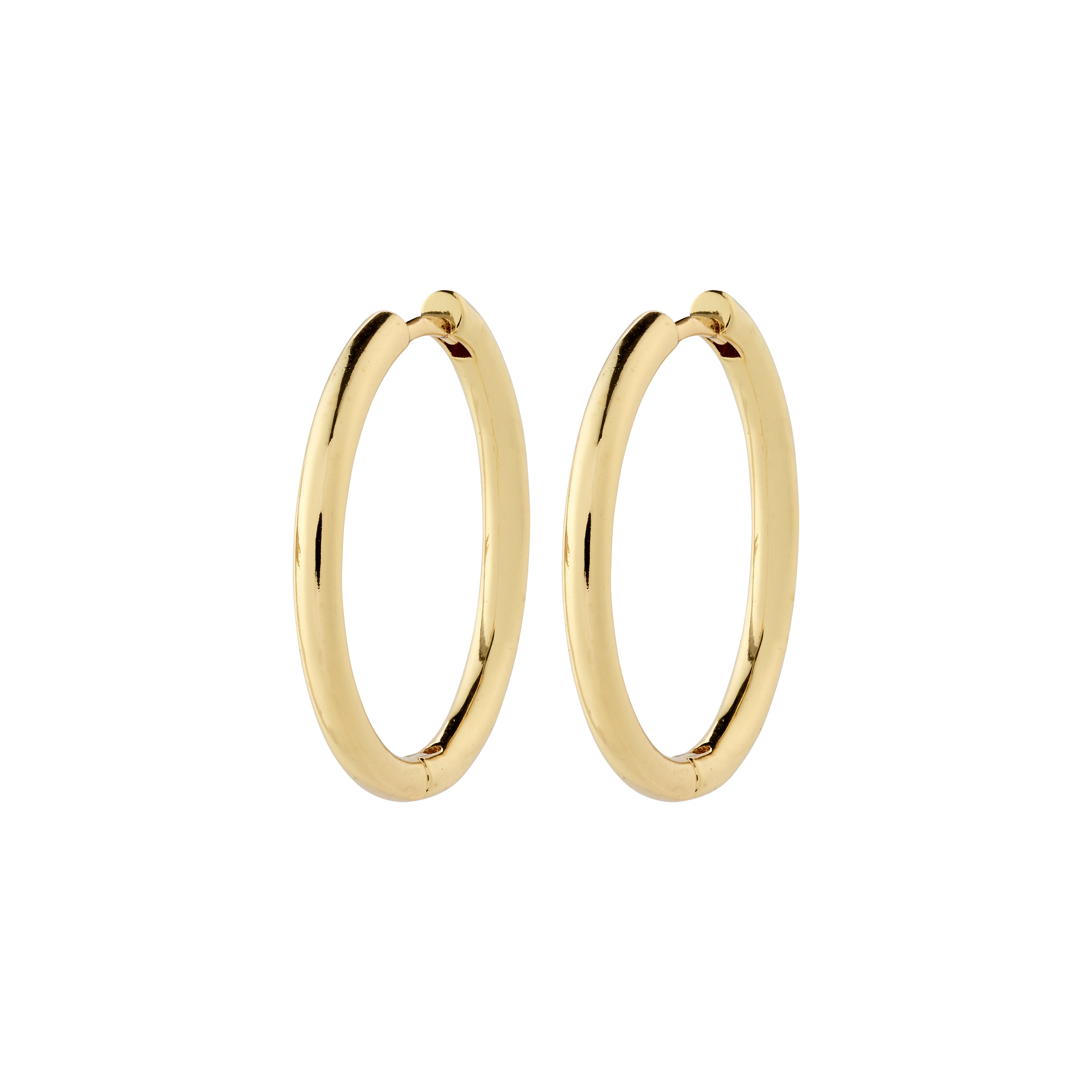 CHARM large hoop earrings, gold-plated, designed for adding charms. Perfect for everyday style with a 25 mm diameter, made from 99% recycled materials.