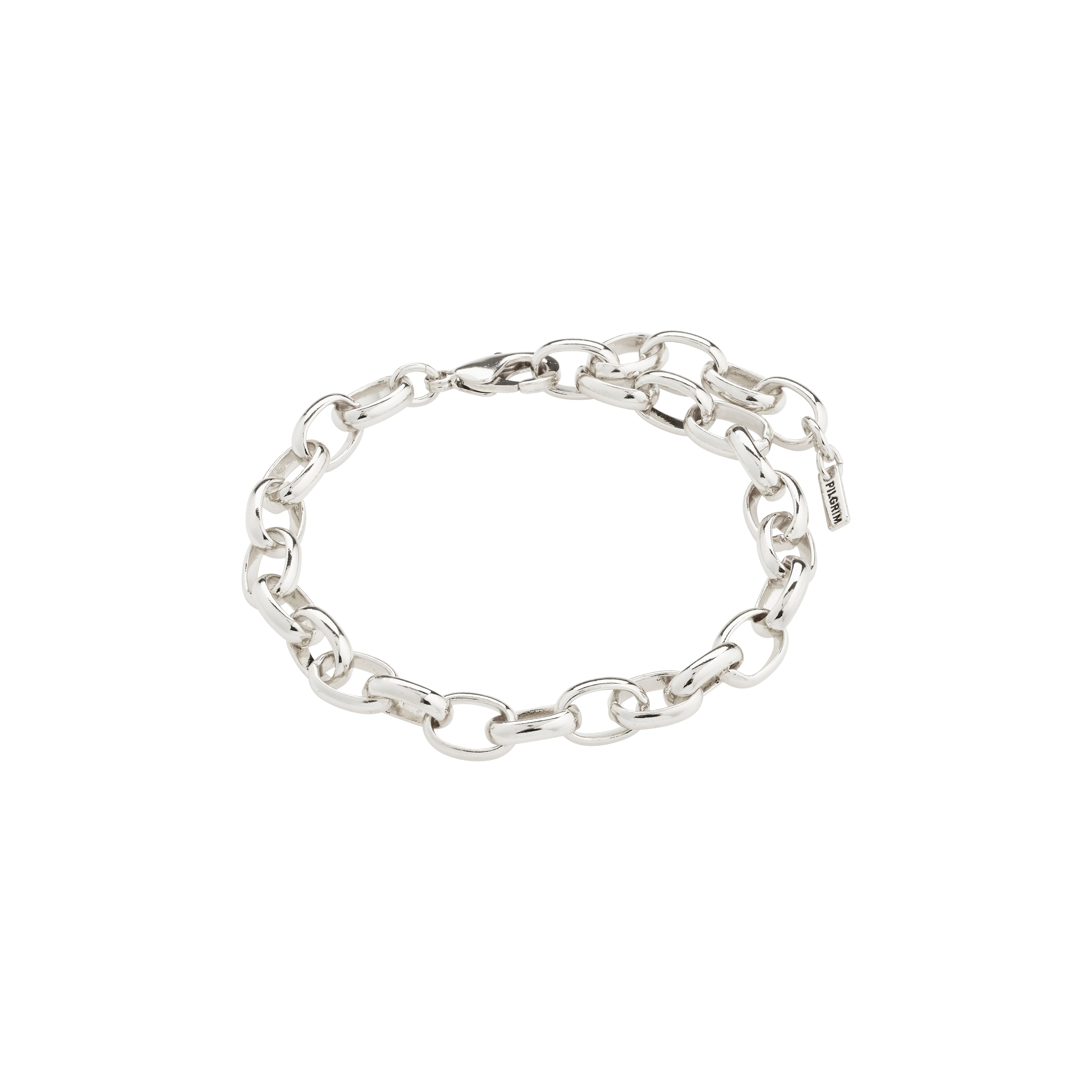 CHARM bracelet silver-plated, featuring a delicate cable chain design, perfect for adding charms; adjustable to fit your wrist. Ideal for a trendy, stacked look.