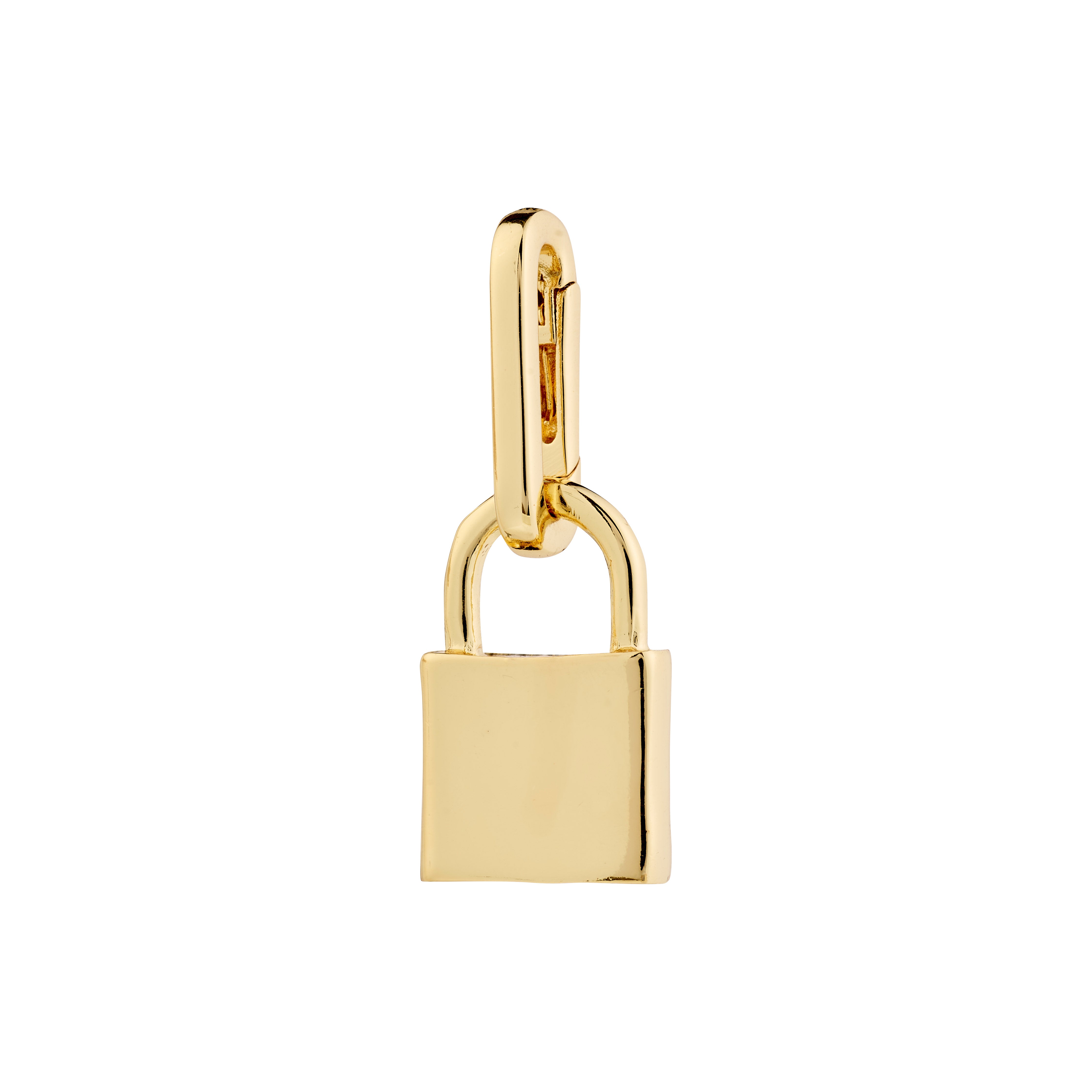 Gold-plated CHARM locket pendant by Pilgrim, showcasing a stylish padlock design, perfect for adding a unique touch to necklaces or accessories.