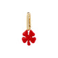 Gold-plated clover pendant with red enamel finish, designed by Pilgrim. Perfect for adding playful charm and luck to your accessories.