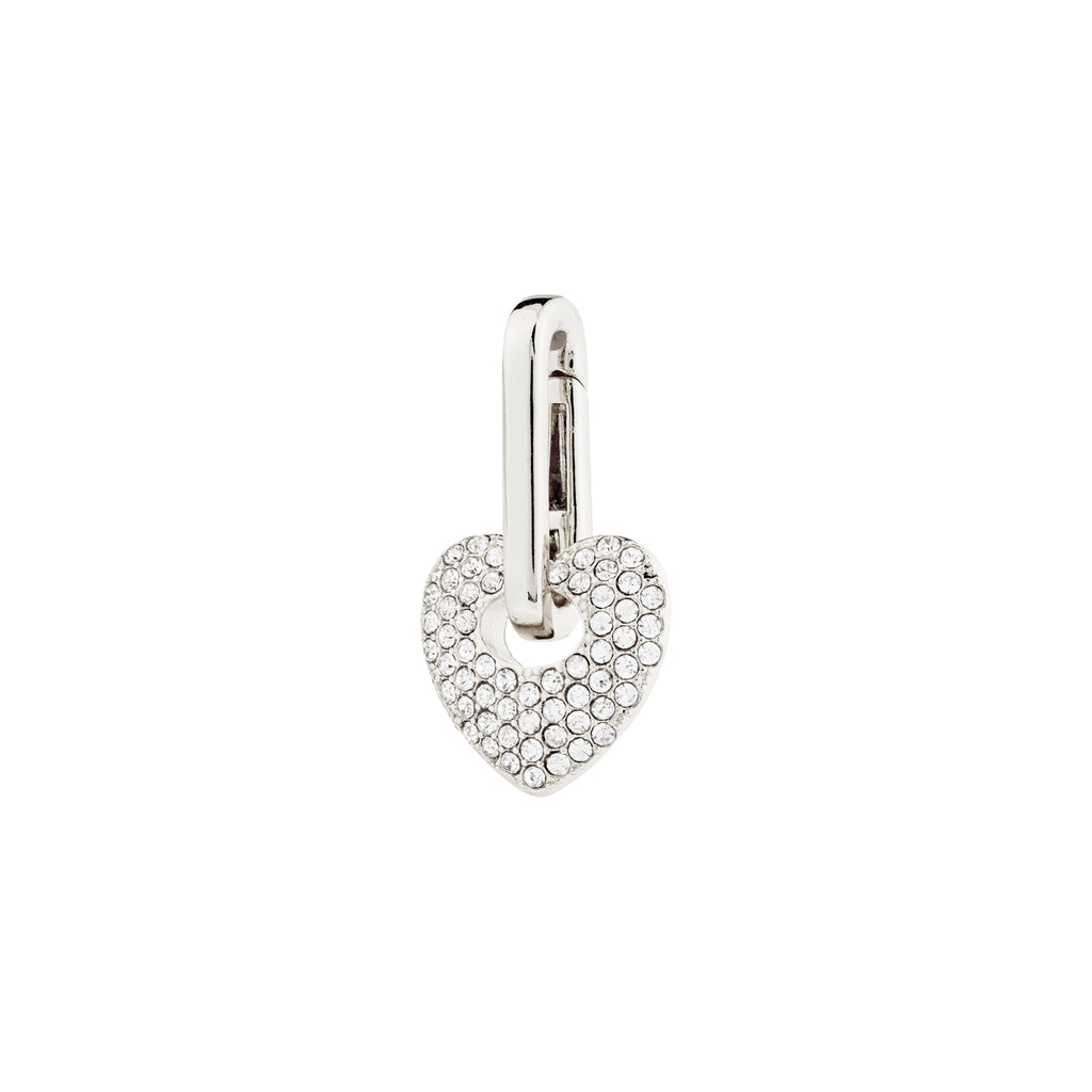 Silver-plated heart-shaped pendant with Preciosa crystals, designed by Pilgrim. Perfect for adding a unique, romantic touch to your personal style.