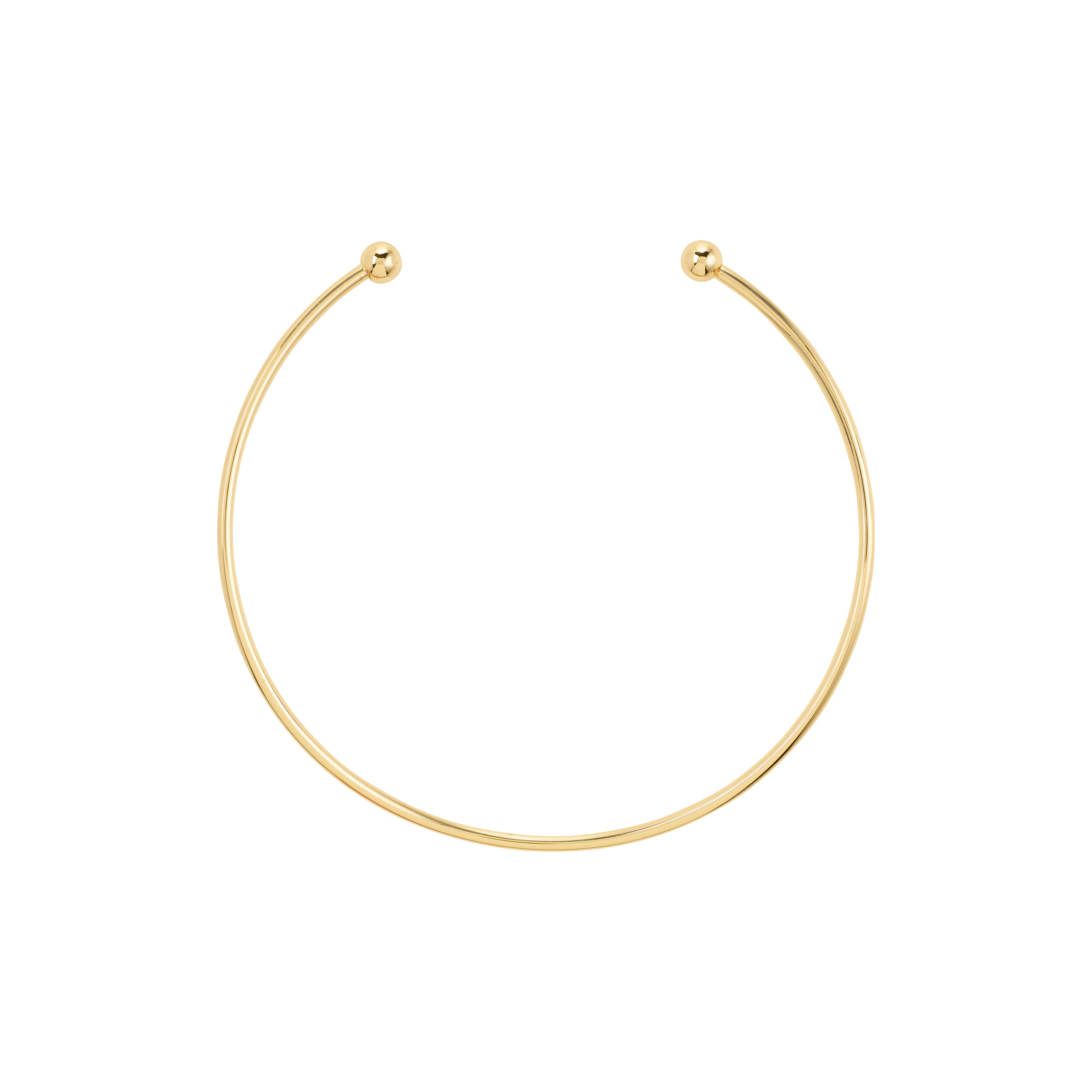 CHARM choker gold-plated necklace: minimalist design with open-ended gold wire and small gold beads, ideal for adding charms. Crafted from 99% recycled materials.
