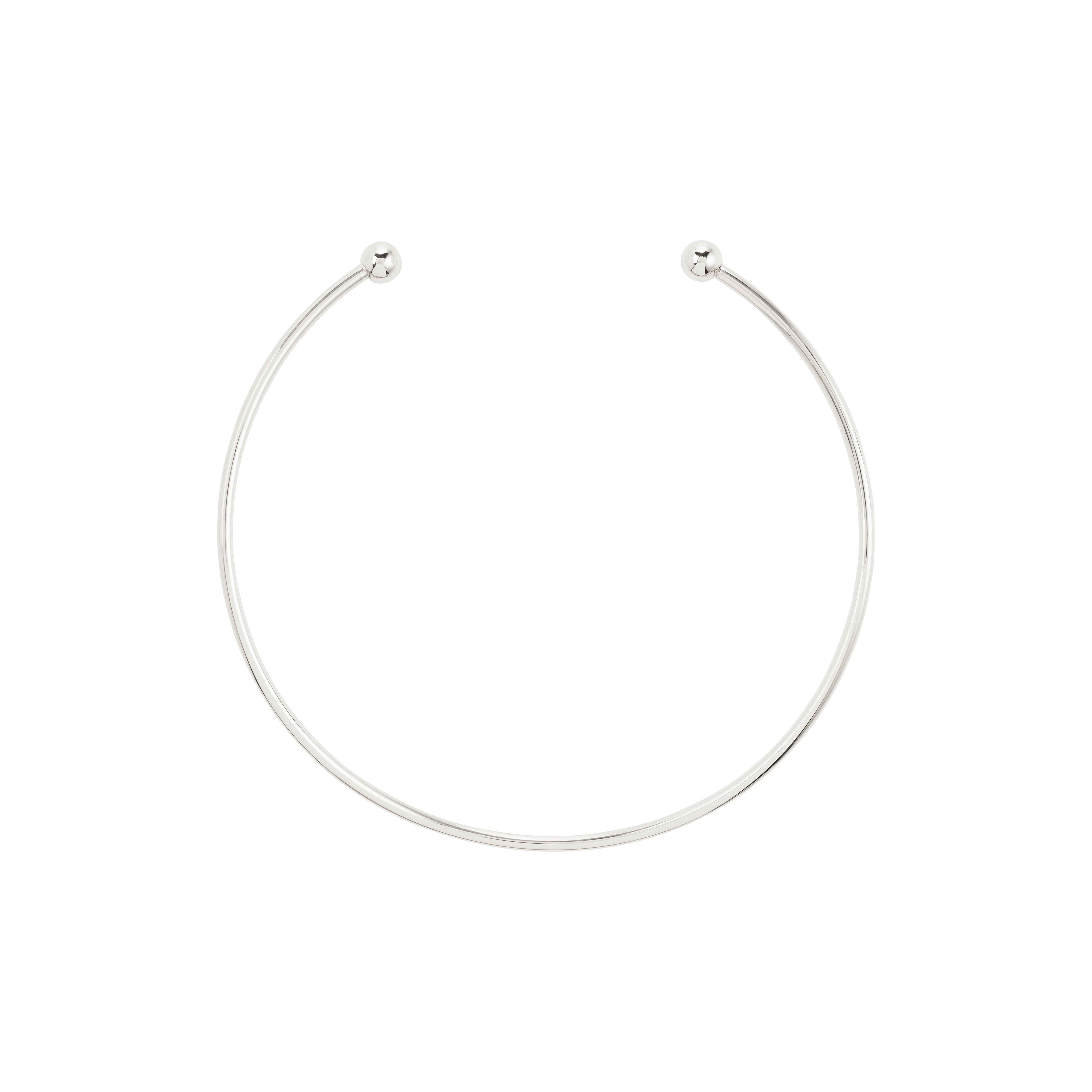CHARM choker silver-plated, minimalist open-ended design with spherical end beads, ideal for adding charms, crafted from 99% recycled materials, reflecting Pilgrim's eco-friendly ethos.