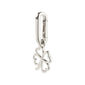 Silver-plated CHARM clover pendant with heart-shaped leaves on a carabiner clasp, perfect for adding a lucky, personalized touch to jewelry or accessories.