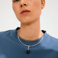 Silver-plated CHARM mold pendant on a round choker with a black teardrop pendant, showcasing Pilgrim's boho style and eco-friendly craftsmanship.