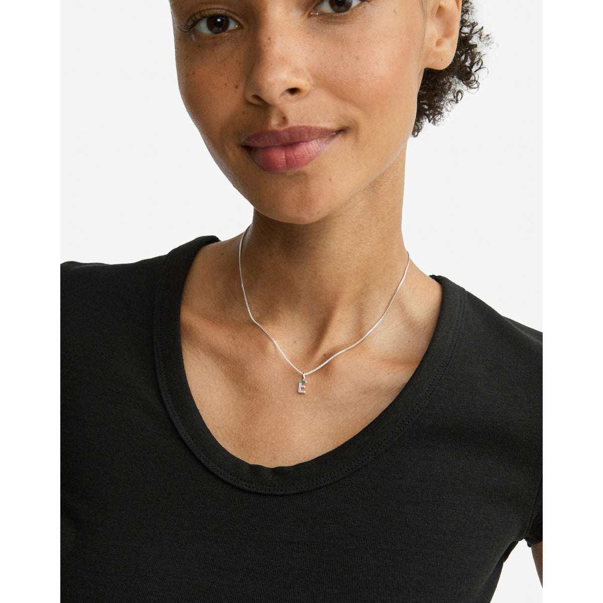 E pendant, silver-plated