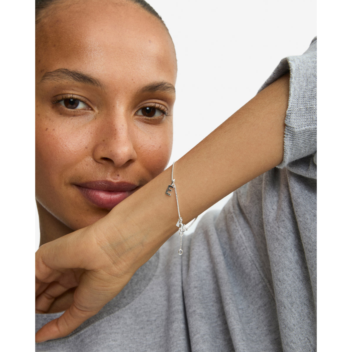 E pendant, silver-plated