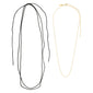 Pilgrim's CHARM necklace 2-in-1 set features a silver-plated ball chain and a versatile black cotton cord, perfect for creating a personalized, boho-luxe style.