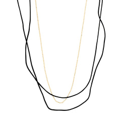 CHARM necklace 2-in-1 set, gold-plated/black