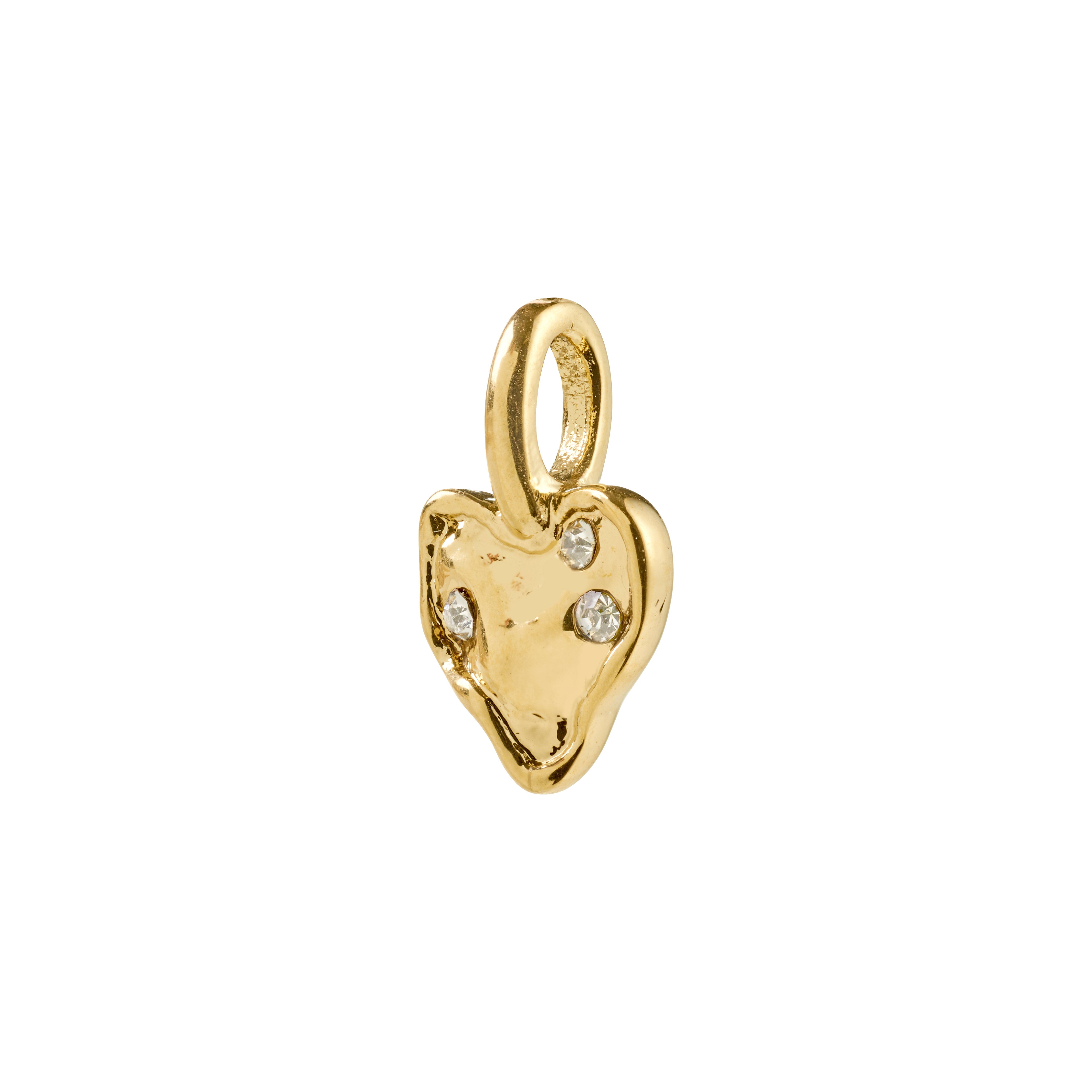 Gold-plated CHARM mini heart pendant with a rustic design and sparkling Preciosa crystals, perfect for a minimalist or personalized look. Made from 85% recycled materials.