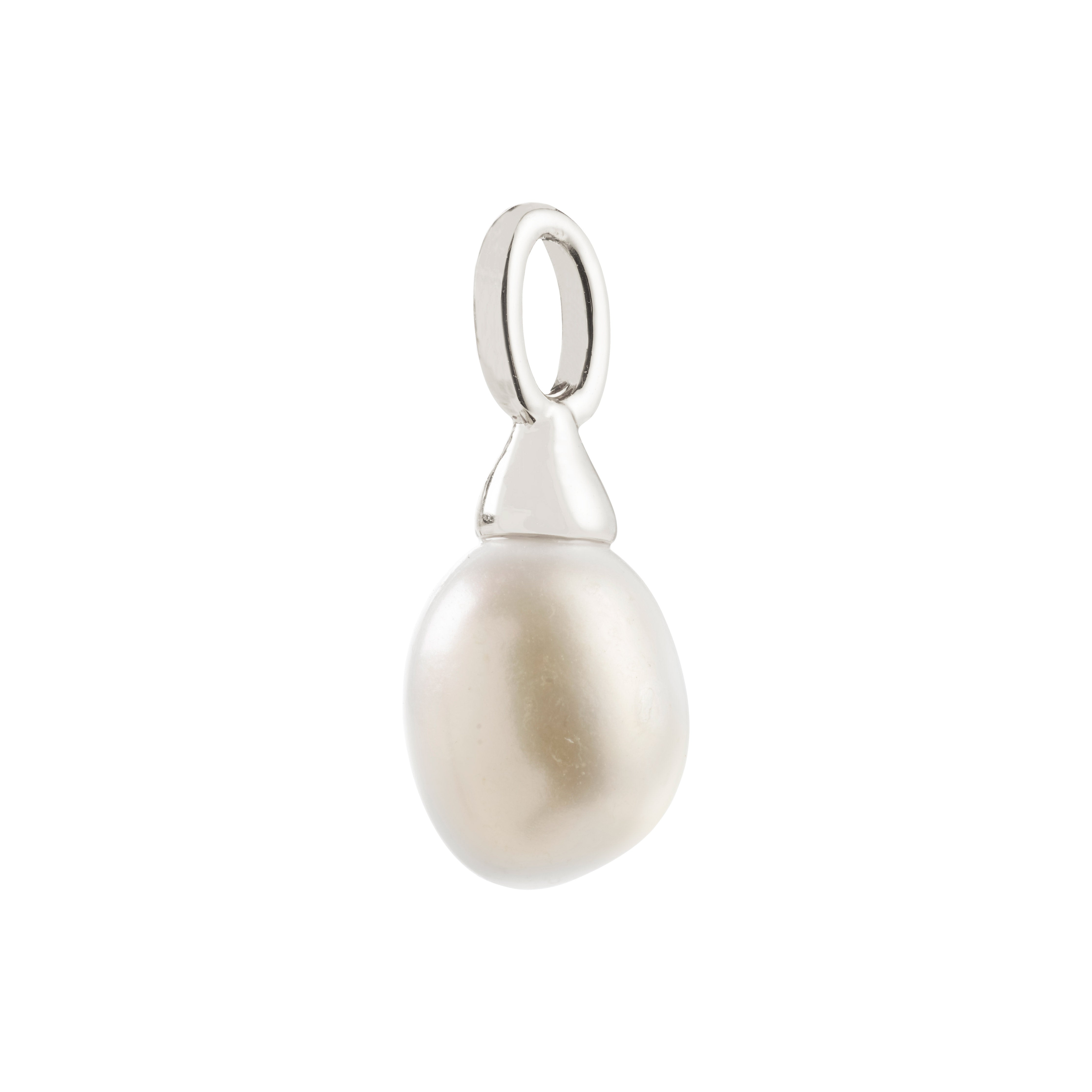 Silver-plated mini pearl pendant, offering a chic touch to hoops or necklaces for a minimalist or layered style.