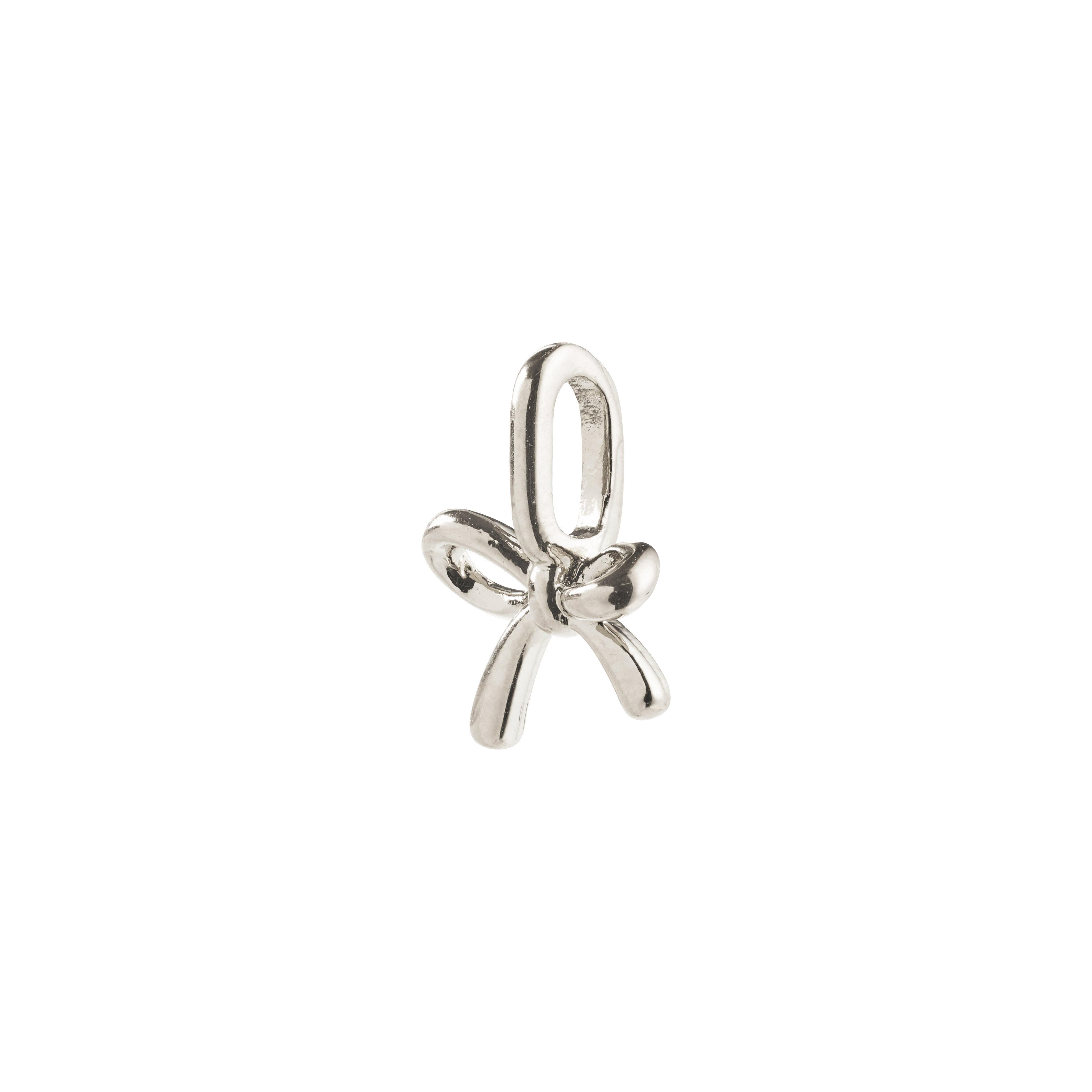 Silver-plated CHARM mini bow pendant, crafted from recycled materials; perfect for personalizing jewelry with a sweet, unique touch.