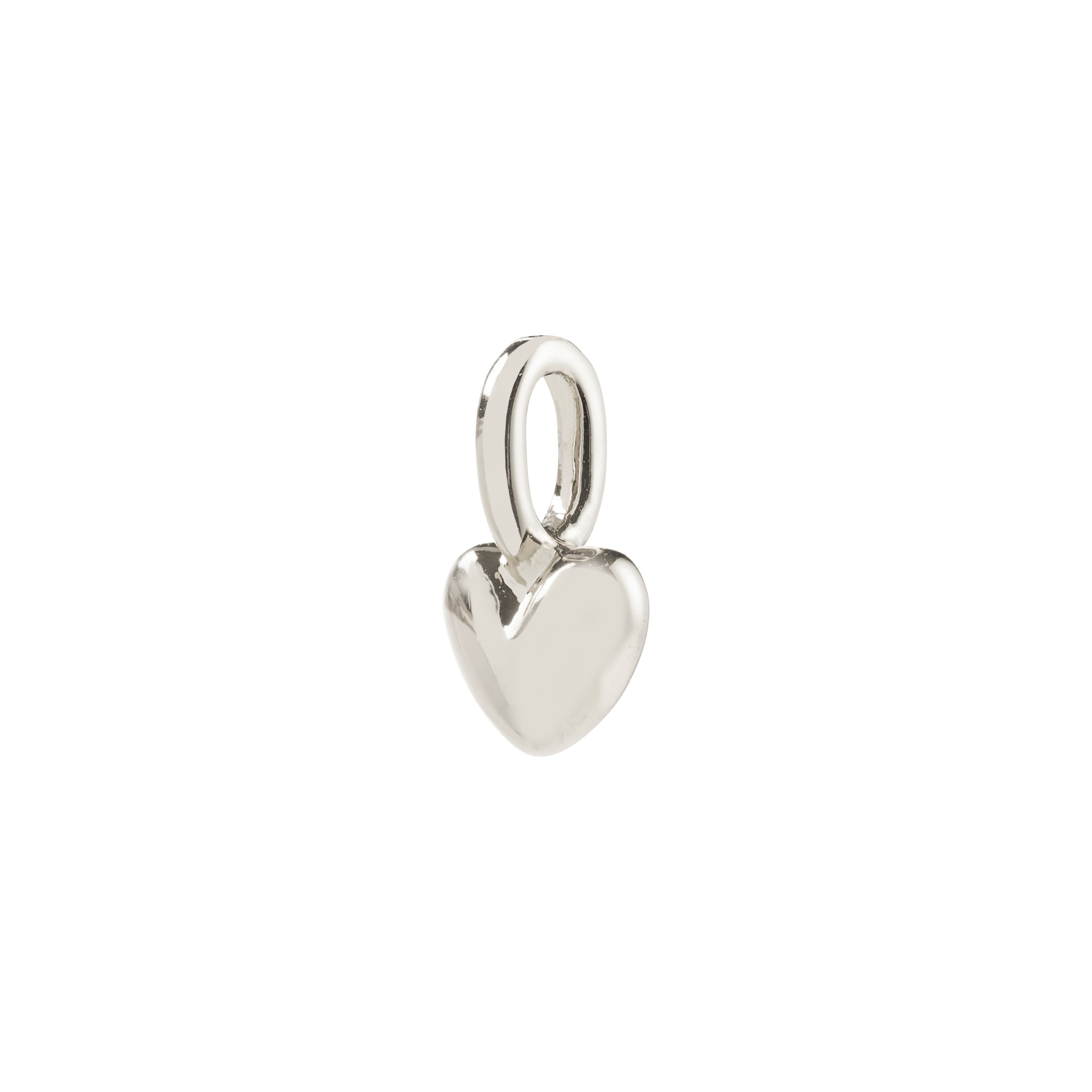 Silver-plated CHARM mini heart pendant, ideal for personal expression. Versatile for necklaces, bracelets; crafted from 99% recycled materials, reflecting eco-conscious style.